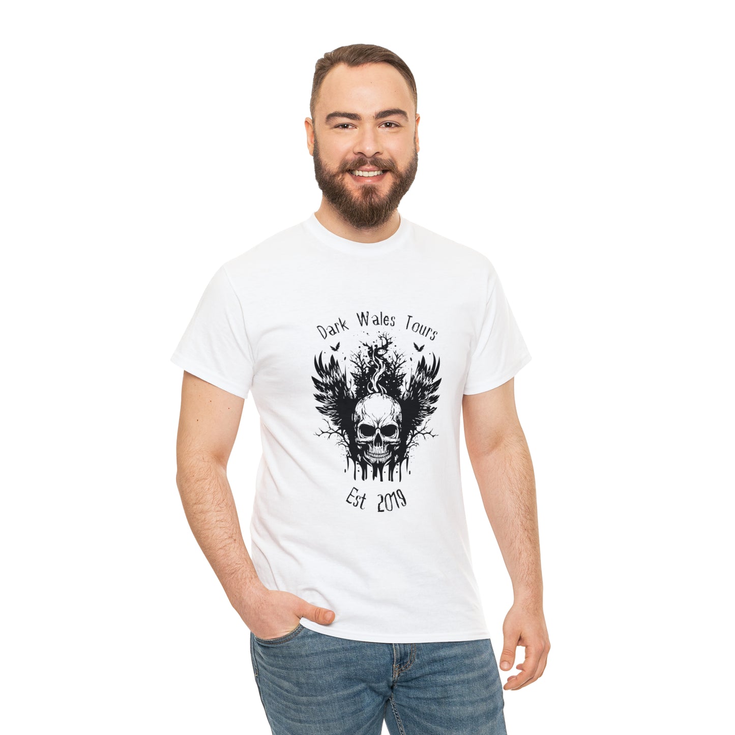 Dark Wales Tours Est. 2019 Unisex T-Shirt- Black logo